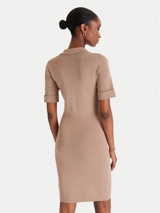 Guess Guess Трикотажна сукня W5YK29 Z0130 Бежевий Slim Fit