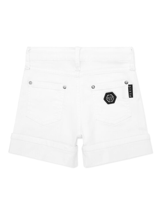 PHILIPP PLEIN PHILIPP PLEIN Szorty jeansowe 28123 Biały Basic Fit