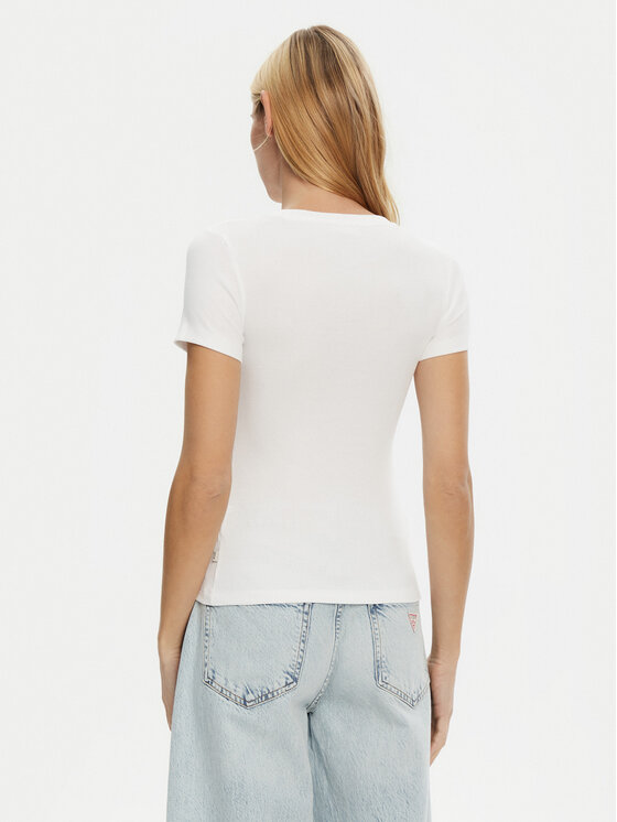Guess Jeans Guess Jeans Tričko W5RI57 KA0H1 Biela Slim Fit