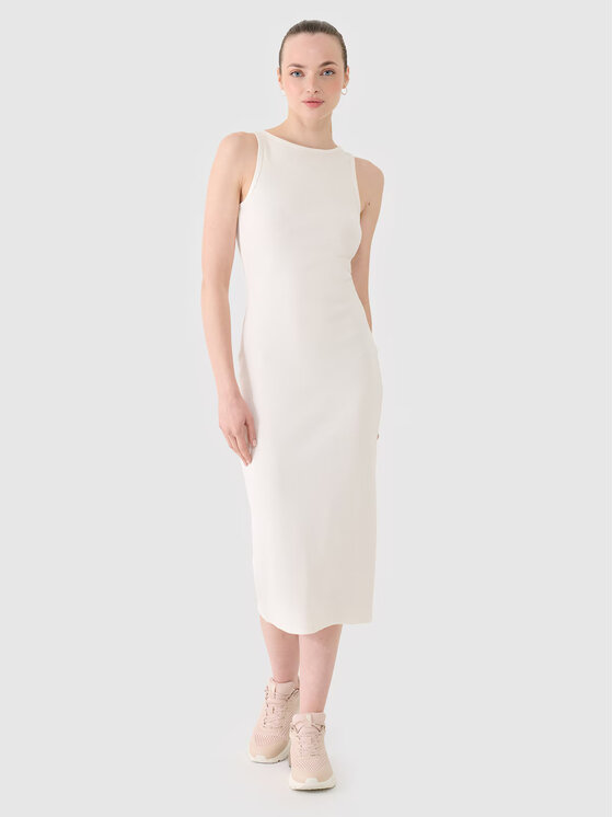 4F 4F Úpletové šaty 4FRSS25TDREF180-11S Biela Slim Fit