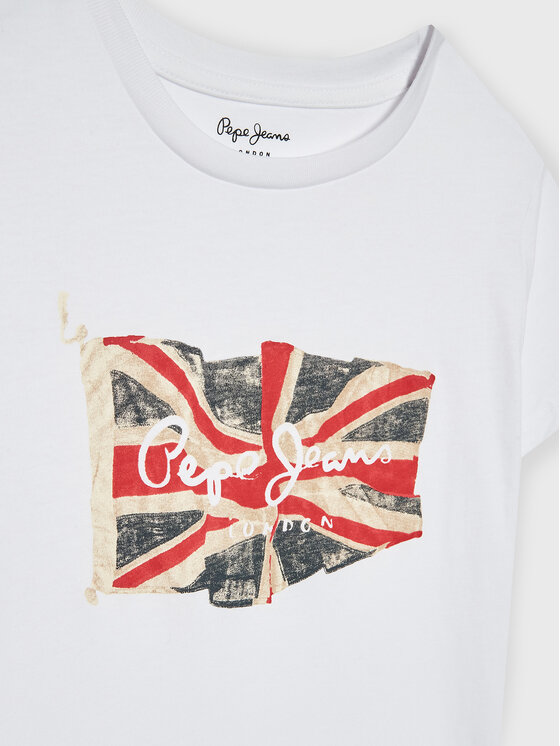 Pepe Jeans Pepe Jeans T-Shirt Flag Logo PB503492 Λευκό Regular Fit