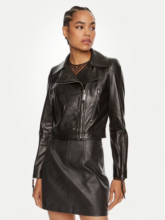 Elisabetta Franchi Elisabetta Franchi Кожено яке GD-44Z-46E2 Черен Regular Fit