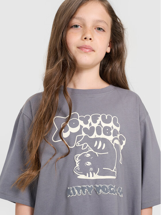 4F 4F T-Shirt KITTY JOGA Szary ciemny Oversize