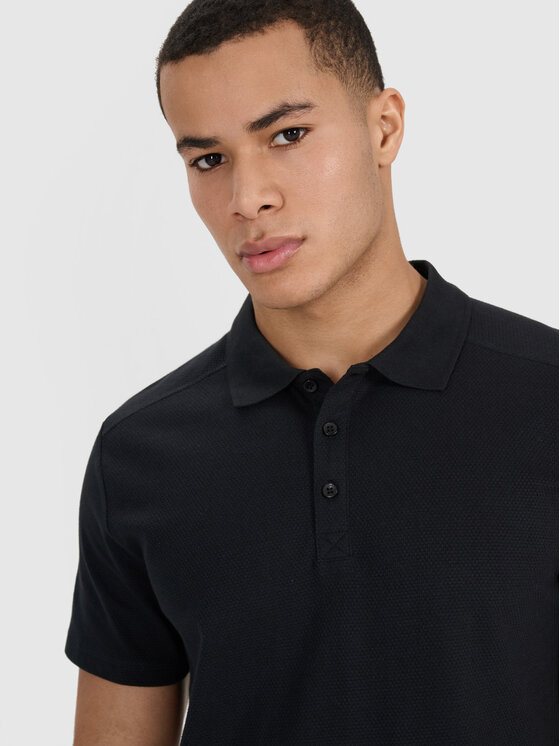 4F 4F Polo MIDSHOP TEXTILE Czarny Regular Fit