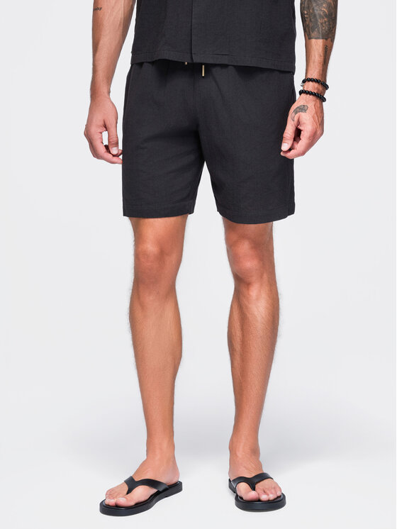 Ombre Ombre Szorty materiałowe OM-SRCS-0209 Czarny Regular Fit