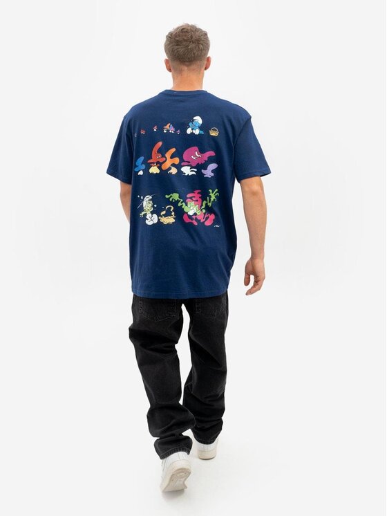 Smerfy Smerfy T-Shirt Koszulka Z Krótkim Rękawem Oversize Męska Granatowa Smerfy Haunts S Niebieski Oversize