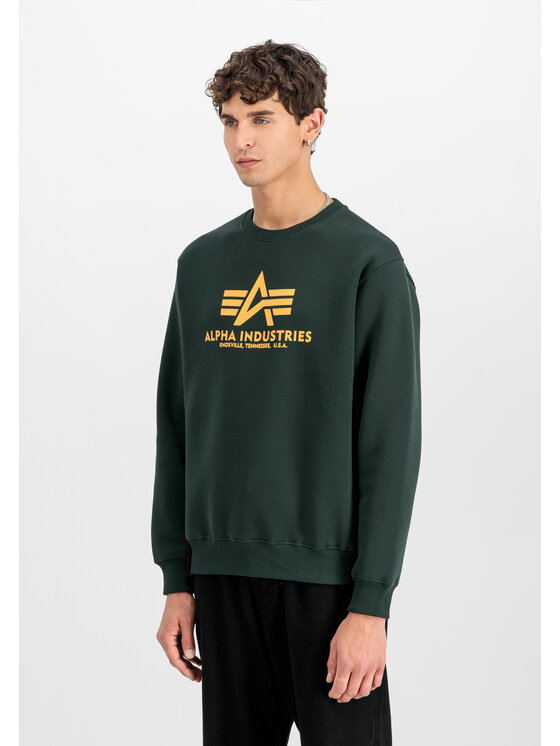 Alpha Industries Alpha Industries Mikina Basic Big Logo Sweatshirt Zelená Regular Fit
