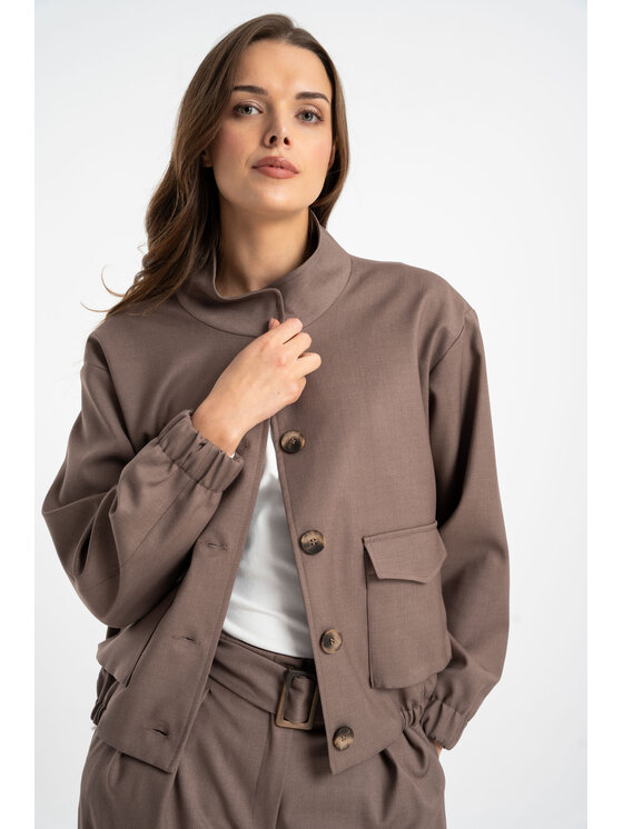 CLICK CLICK Kurtka przejściowa 71-0113 Brązowy Boxy Fit