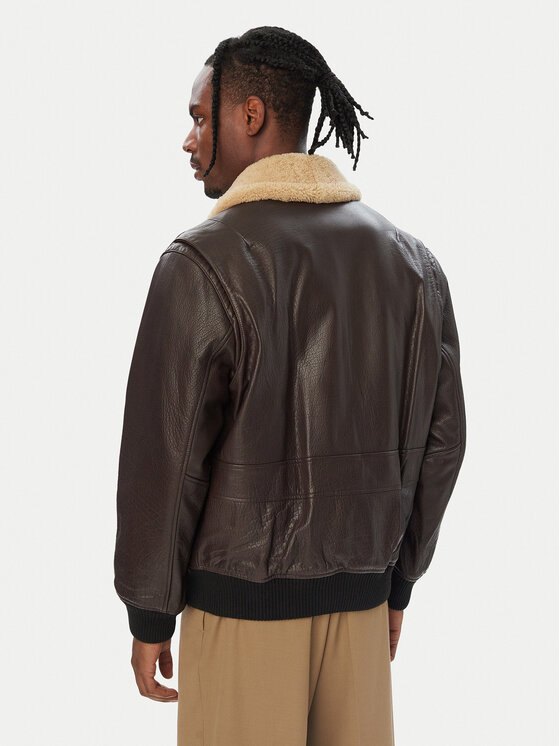 HUGO HUGO Шкіряна куртка Lorano 50567431 Коричневий Regular Fit