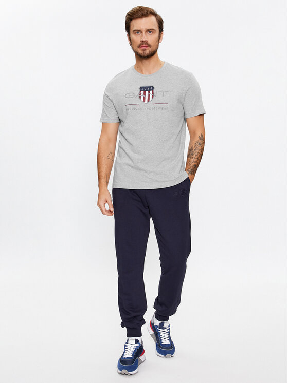 Gant Gant T-Shirt Reg Archive Shield Ss 2003199 Szary Regular Fit