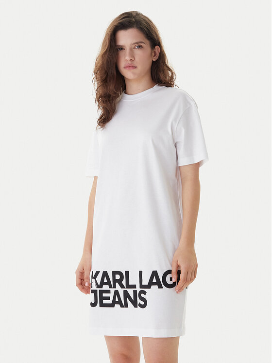 Karl Lagerfeld Jeans Rochie de zi B1W13054 Alb Regular Fit