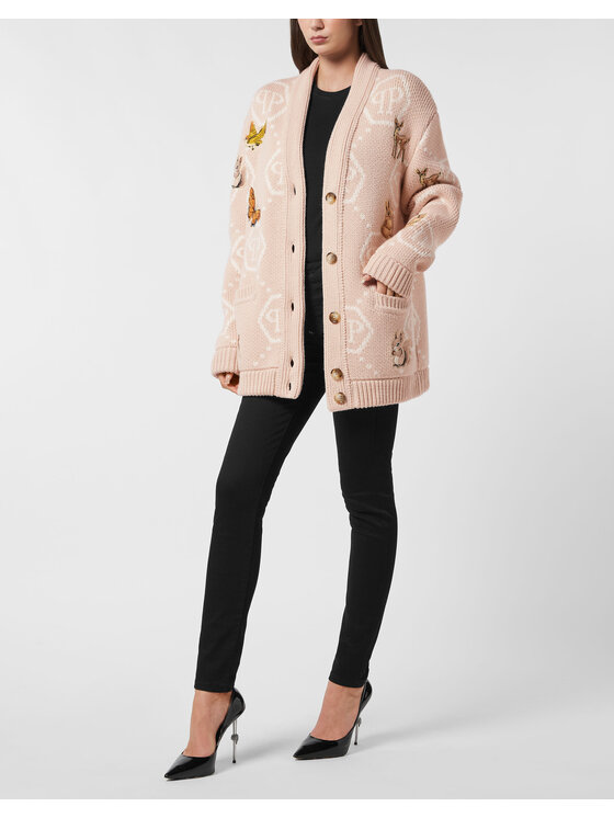PHILIPP PLEIN PHILIPP PLEIN Kardigan 26373 Beżowy Regular Fit