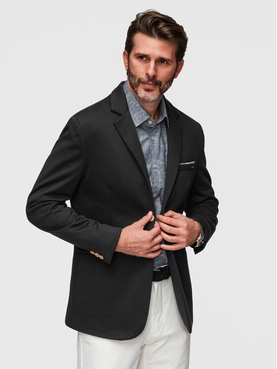 Ombre Ombre Marynarka M170 Czarny Slim Fit