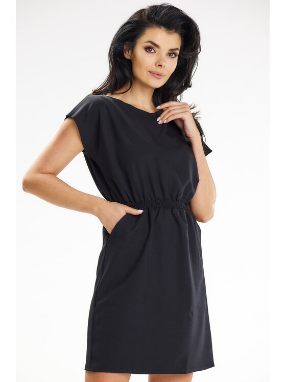 Awama Awama Sukienka letnia A646 Czarny Basic Fit