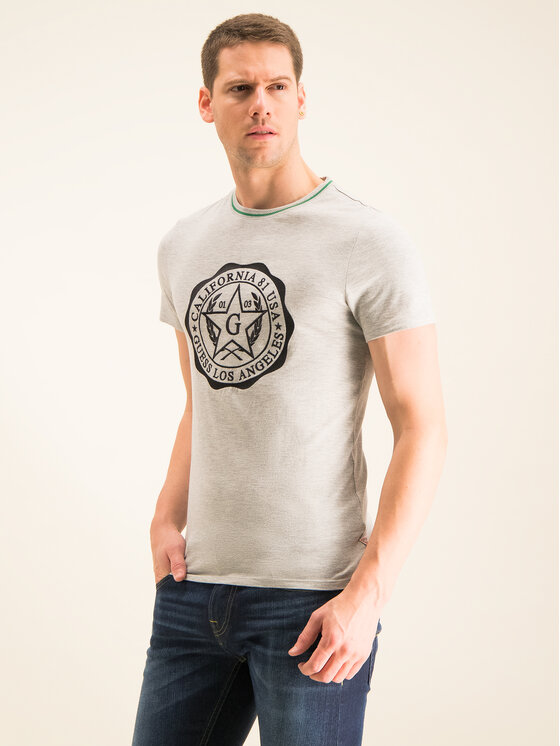 Guess Guess Marškinėliai M01I83 K46D0 Pilka Slim Fit
