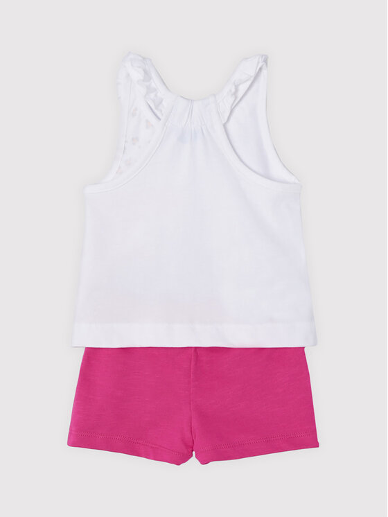 Mayoral Mayoral Set top i pantaloni scurti 1242 Alb Regular Fit