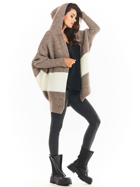 Awama Awama Sweter A392 Beżowy Basic Fit