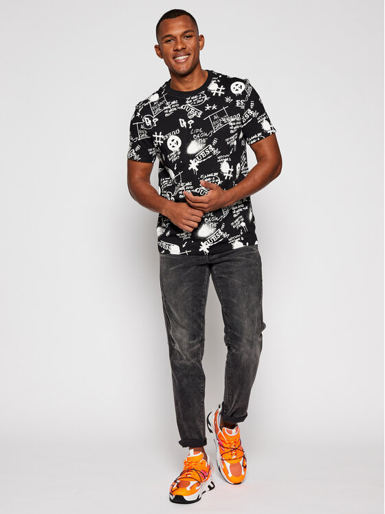 Guess Guess T-krekls Graffiti Tee M0BI92 I3Z11 Melns Regular Fit