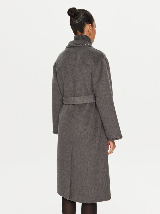 ViCOLO ViCOLO Vlněný kabát TS0032 Šedá Regular Fit