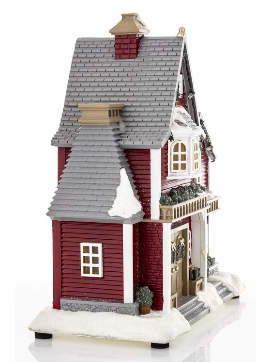 MIAhome MIAhome Dekoracja domek LED 28x25x143,5cm rodzinny FAMIGLIA Czerwony