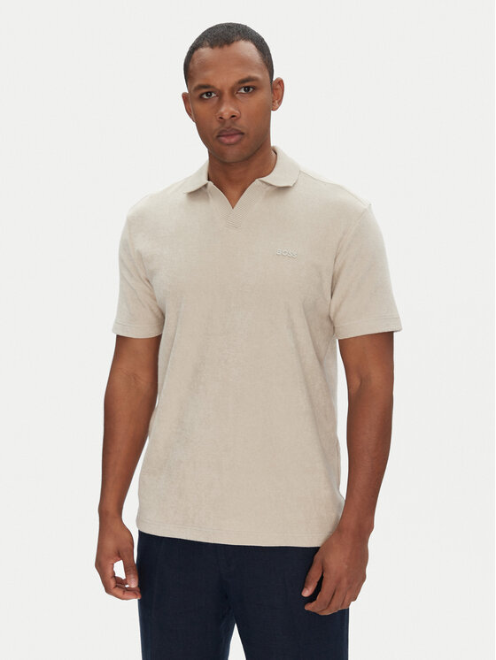 BOSS Tricou polo Pe_Doubletowel 50539869 Bej Relaxed Fit