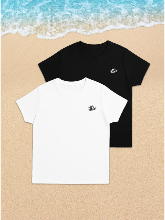MyStars MyStars Komplet t-shirtów Zestaw koszulek męskich dwie sztuki Fale Morze fala M Czarny Regular Fit