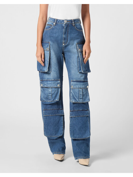 PHILIPP PLEIN PHILIPP PLEIN Džínsy 22669 Modrá Cargo Fit