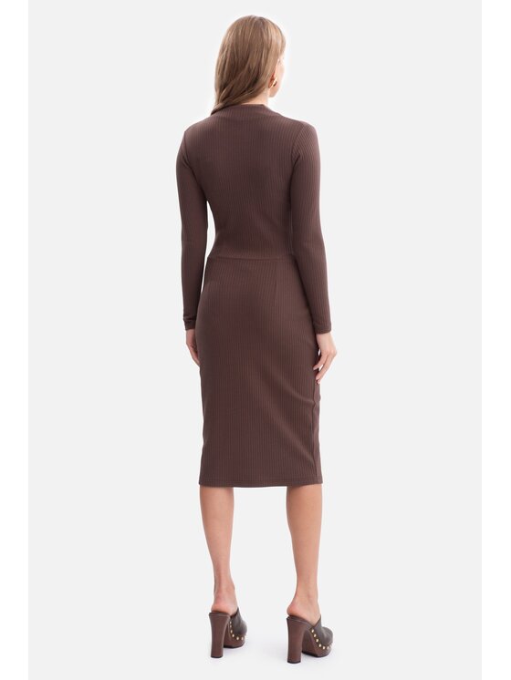 BeWear BeWear Sukienka dzianinowa b307 Brązowy Baggy Fit