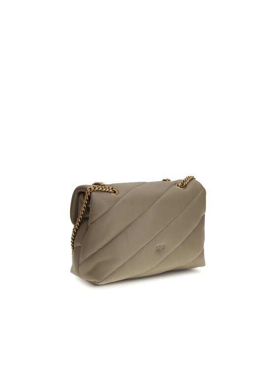 PINKO PINKO Torebka Gray Calf Leather Bos Taurus Shoulder Szary