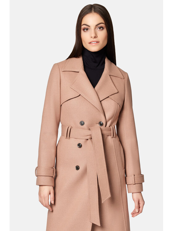 Lancerto Lancerto Płaszcz wełniany Maren PC073223000022 Beżowy Slim Fit