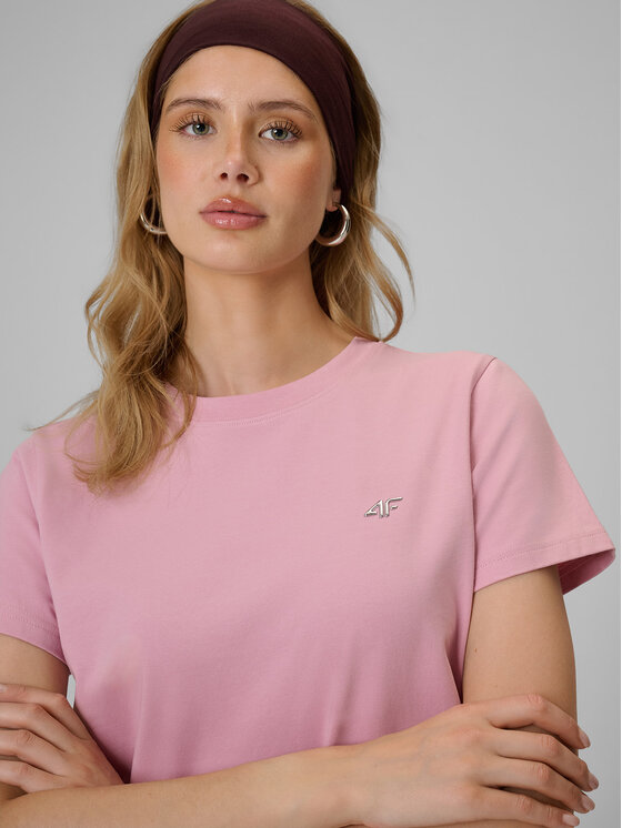 4F 4F T-Shirt BASIC+ Różowy jasny Regular Fit