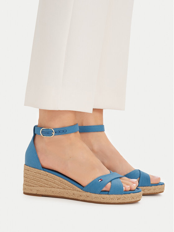 Tommy Hilfiger Tommy Hilfiger Espadrillas Hemp Crossover Strap Wedge Espadrilles FW0FW09332 Blu