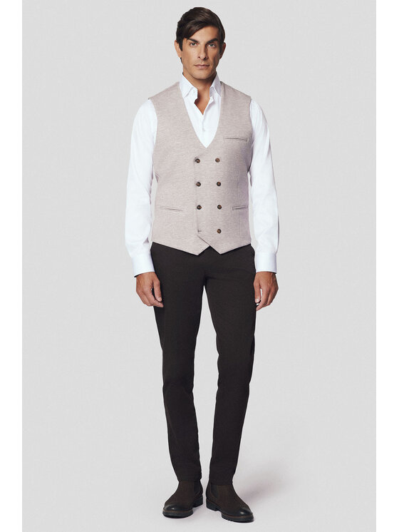Lancerto Lancerto Kamizelka Milano KA131224000009 Beżowy Slim Fit