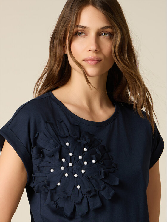 Oltre Oltre T-Shirt G00DJ004618N034 Niebieski Regular Fit