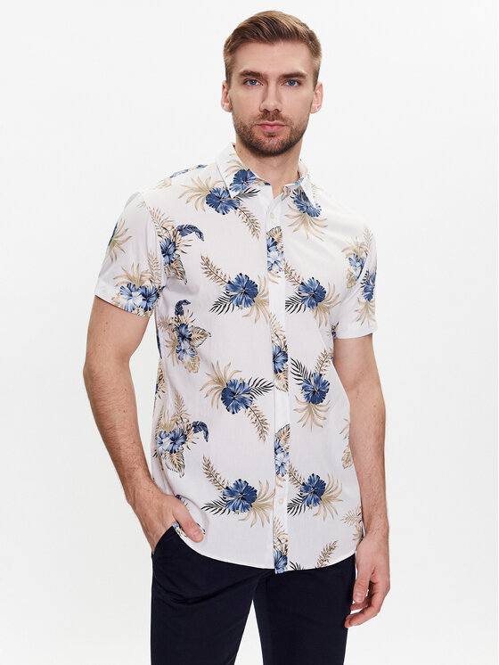 Camicia 12220474 Bianco Slim Fit