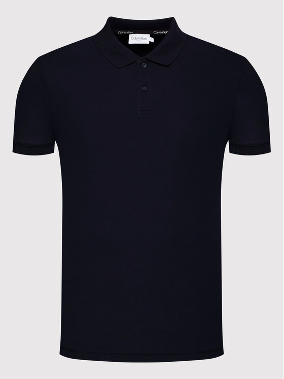Calvin Klein Calvin Klein Тениска с яка и копчета Refined Pique Chest K10K102964 Тъмносин Regular Fit