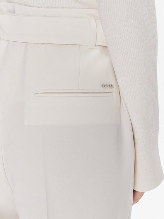 BOSS Boss Medžiaginės kelnės Tapiah 50490037 Écru Relaxed Fit