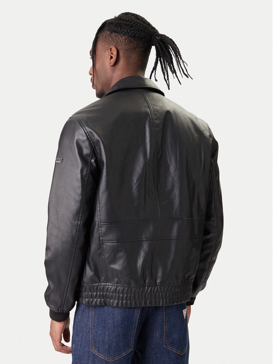 Guess Guess Ādas imitācijas jaka M6RL0A WJ260 Melns Regular Fit