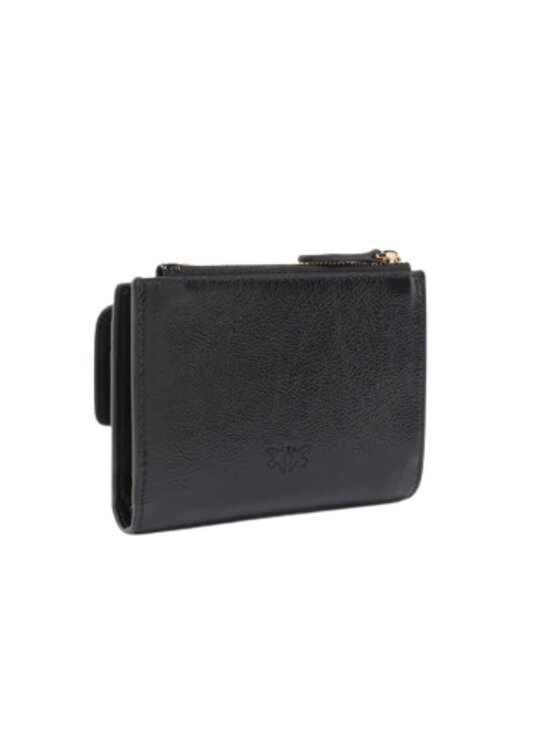 PINKO PINKO Portfel COMPACT WALLET SHINY CALF OLD Czarny