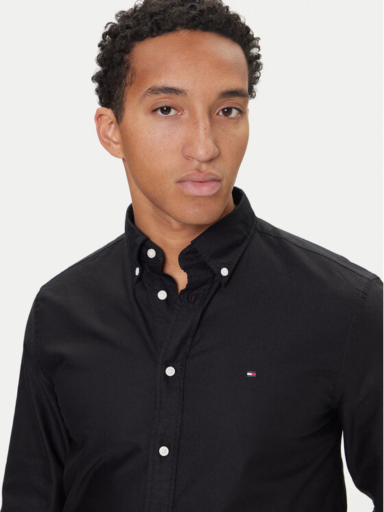 Tommy Hilfiger Tommy Hilfiger Cămașă Solid Heritage MW0MW35774 Negru Regular Fit