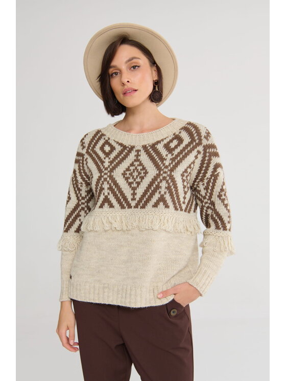 blue shadow blue shadow Sweter Karima BS Beżowy Standard Fit