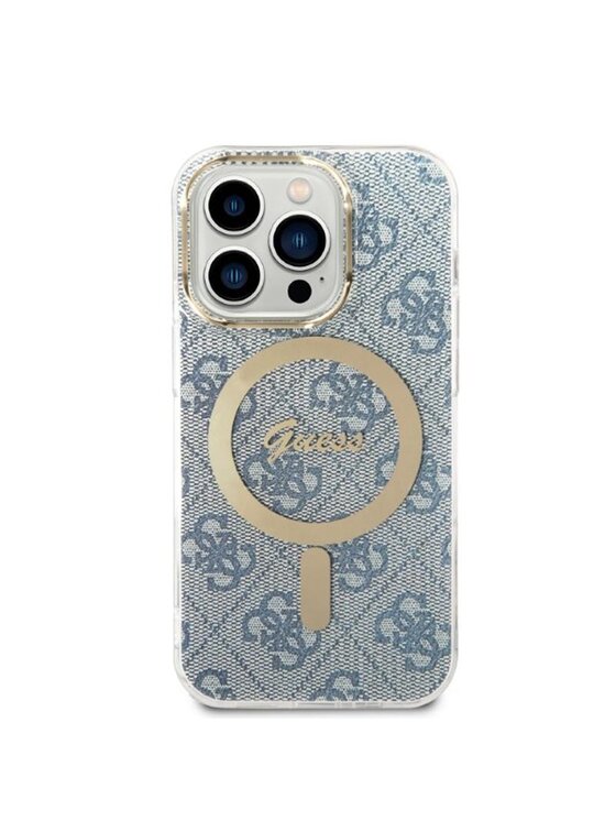 Guess Guess Etui na telefon 4G Metal Gold Logo Niebieski