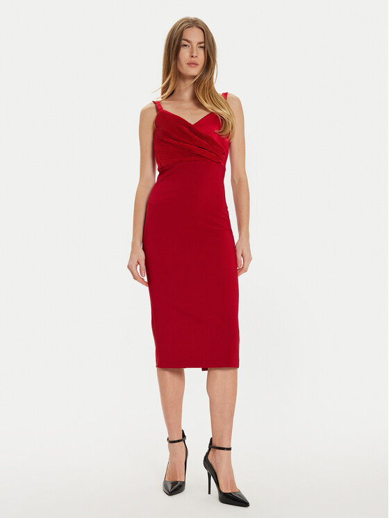 Rinascimento Rinascimento Koktel haljina CFC0019703002 Crvena Slim Fit