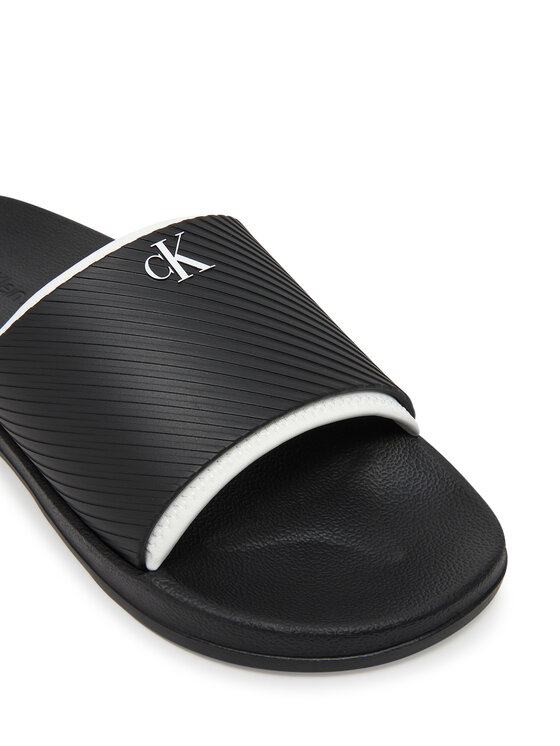 Calvin Klein Jeans Calvin Klein Jeans Şlapi Slide Rubber Neoprene Text YM0YM01234 Negru