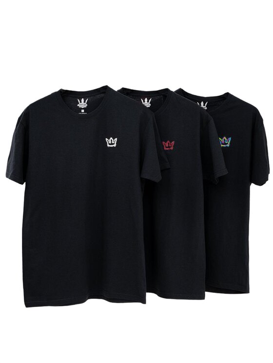 Jigga Wear Jigga Wear Komplet t-shirtów Korona Zestaw 3 T-Shirtów Męskich Czarnych Jigga Wear Color Spray XL Czarny Regular Fit