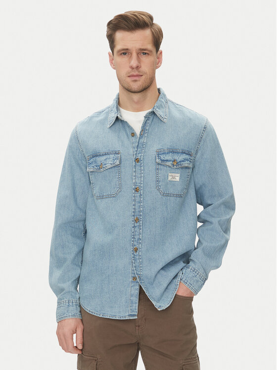 Guess Jeans džínsová košeľa M5GH56 D5M82 Modrá Regular Fit