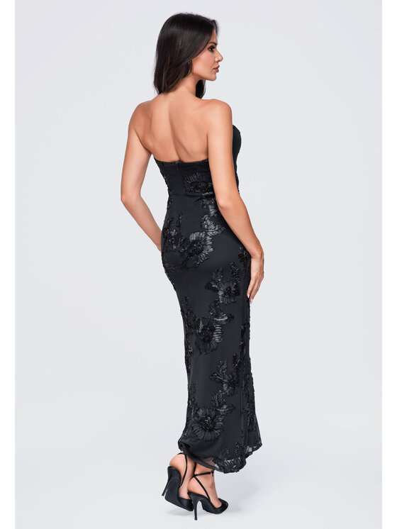 Ombre Ombre Sukienka wieczorowa LA-OM-DLR430 Czarny Slim Fit