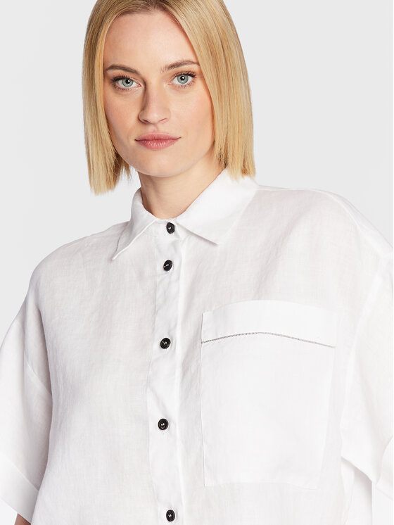 Peserico Peserico Ing S06048T0 Fehér Relaxed Fit