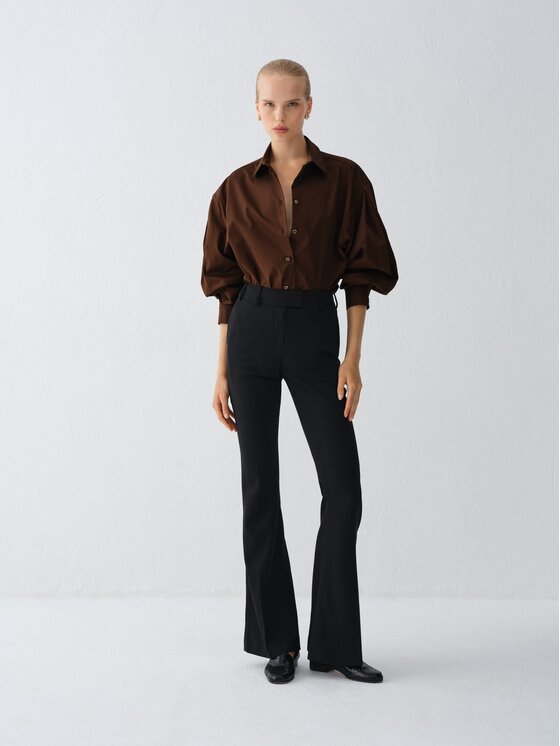 La Mania La Mania Koszula PONTE Brązowy Basic Fit