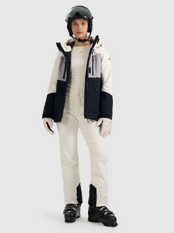4F 4F Spodnie snowboardowe SKIWEAR Kremowy Slim Fit